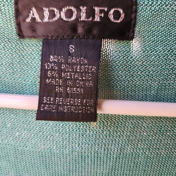 Adolfo Long Sleeve Mint Green/Silver Striped Cardigan Size S NWT - Picture 3 of 9